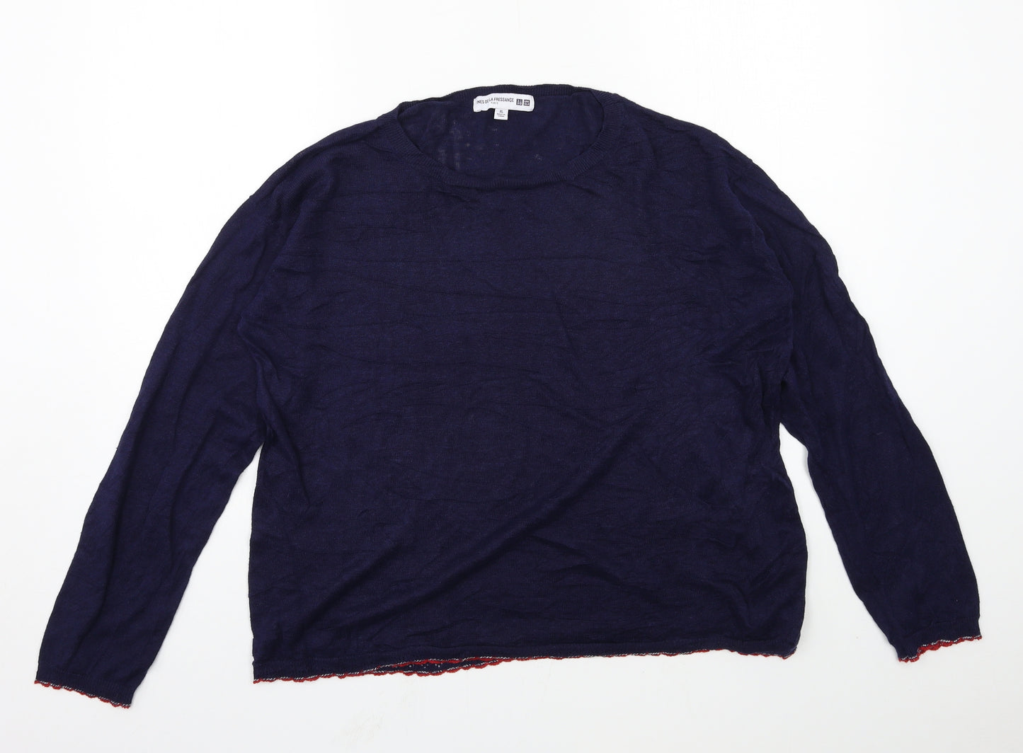 Ines de la Fressange Womens Blue  Knit Pullover Jumper Size XL
