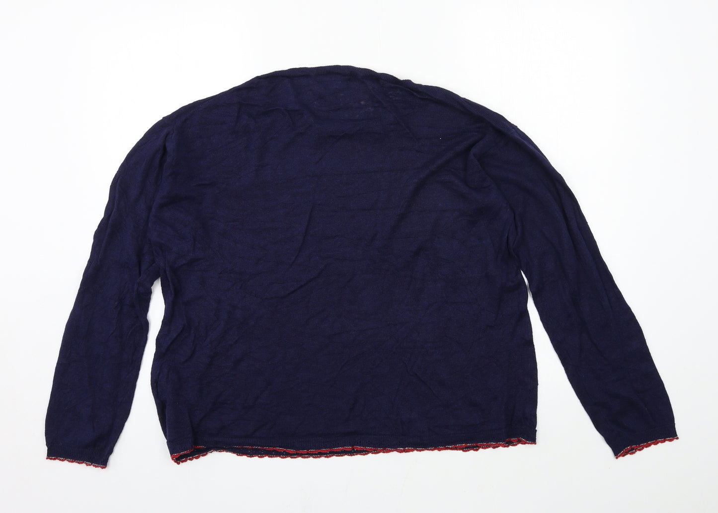 Ines de la Fressange Womens Blue  Knit Pullover Jumper Size XL