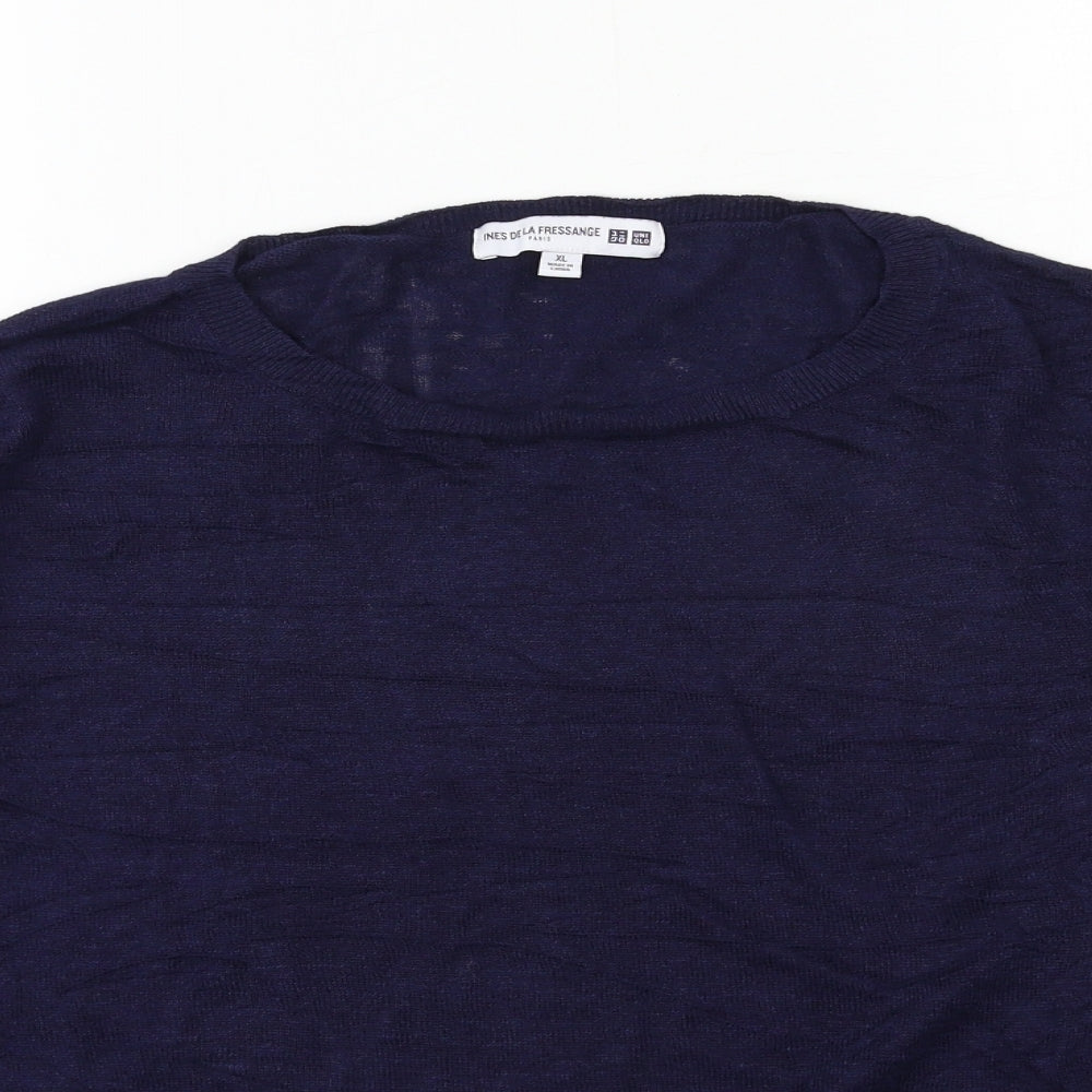 Ines de la Fressange Womens Blue  Knit Pullover Jumper Size XL