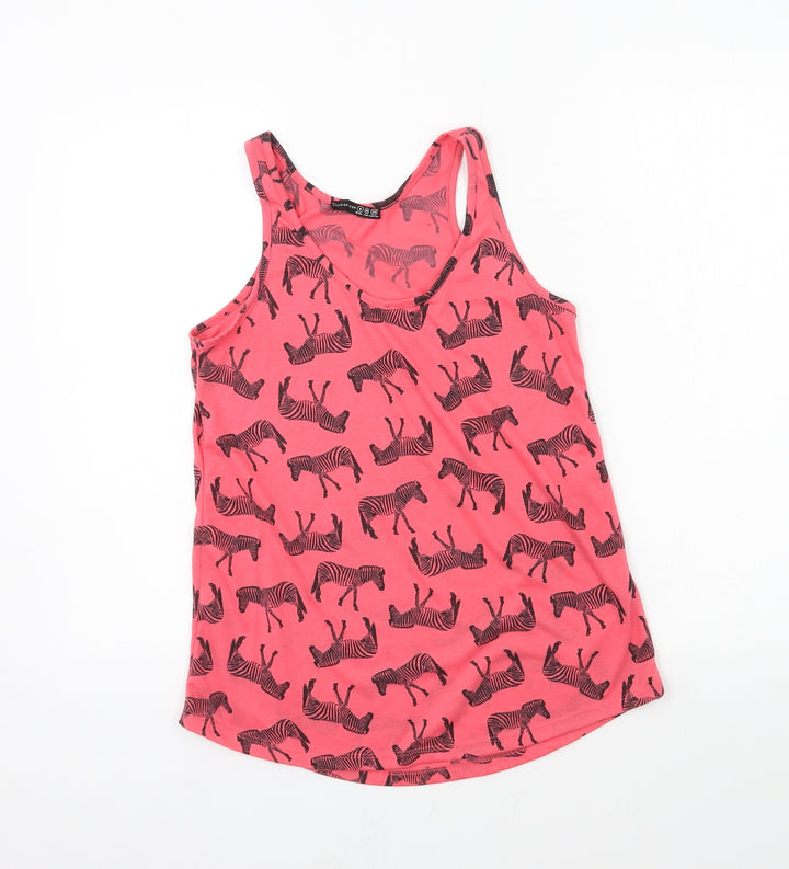 Atmosphere Womens Red Geometric Jersey Basic Tank Size 6 - Zebra