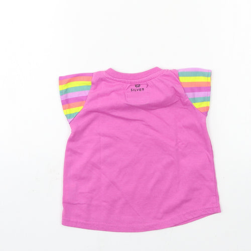 Silver Girls Pink  Jersey Basic T-Shirt Size 2 Years  - unicorn