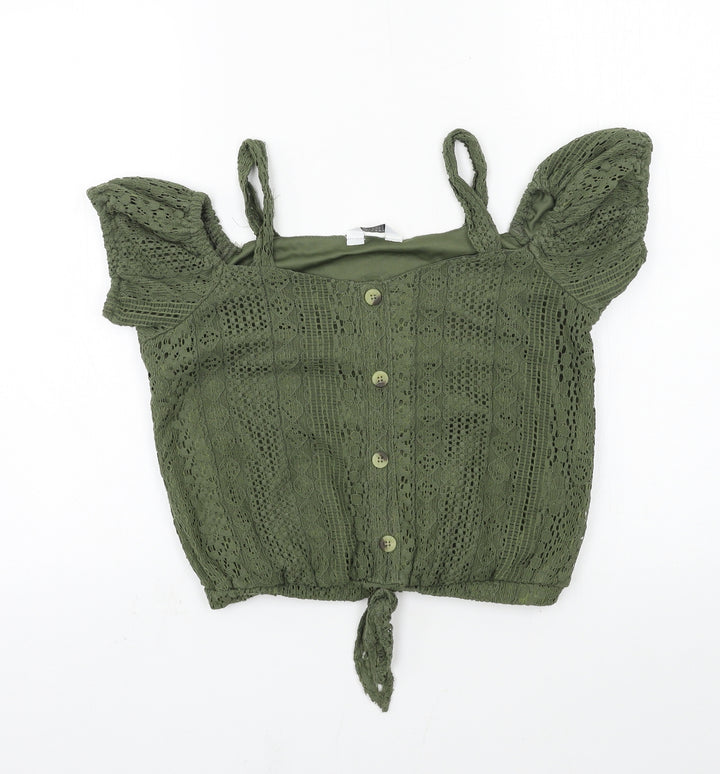 Primar Girls Green  Lace Basic T-Shirt Size 12-13 Years