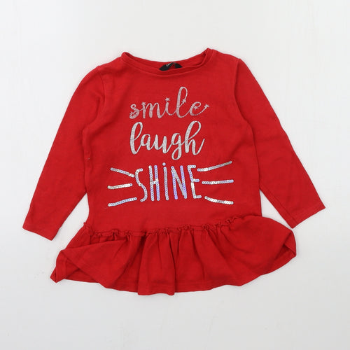 George Girls Red  Knit Pullover Jumper Size 18-24 Months  - Smile