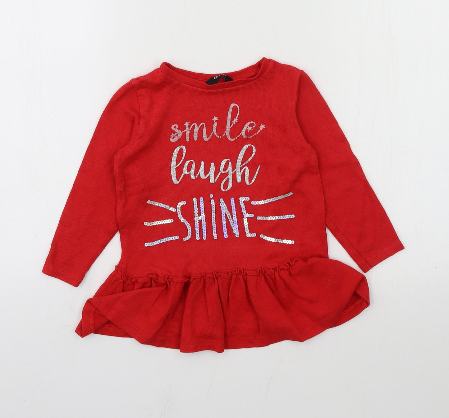 George Girls Red  Knit Pullover Jumper Size 18-24 Months  - Smile