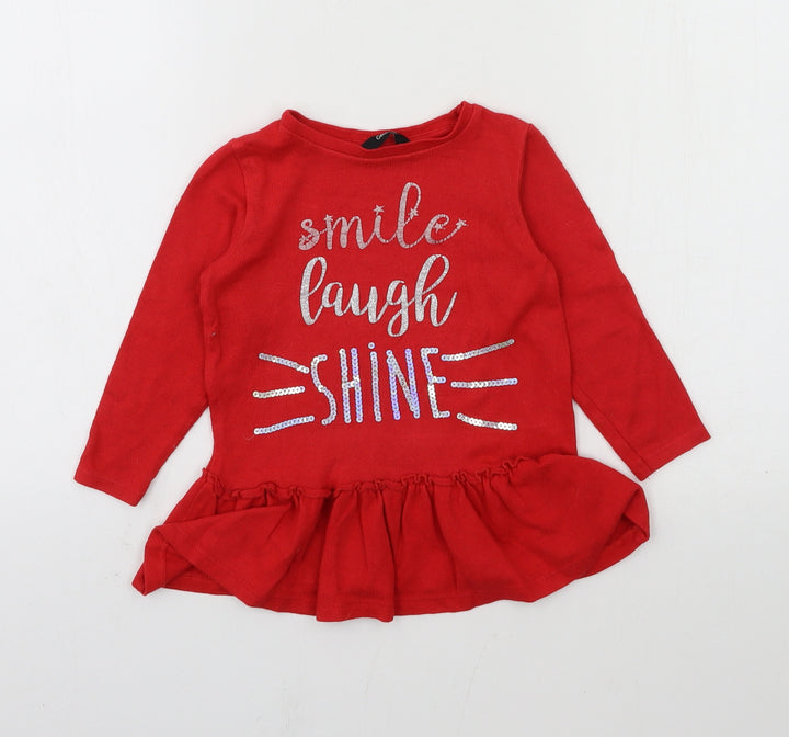 George Girls Red  Knit Pullover Jumper Size 18-24 Months  - Smile
