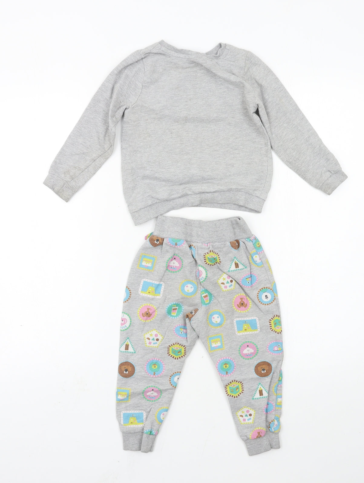 Hey Dugee Girls Grey Geometric Jersey Top Pyjama Set Size 2-3 Years