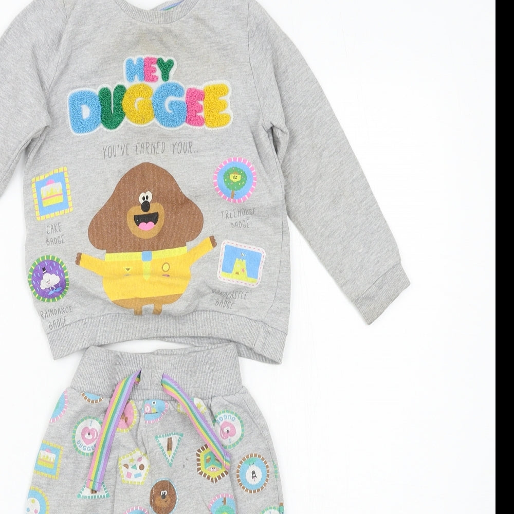 Hey Dugee Girls Grey Geometric Jersey Top Pyjama Set Size 2-3 Years