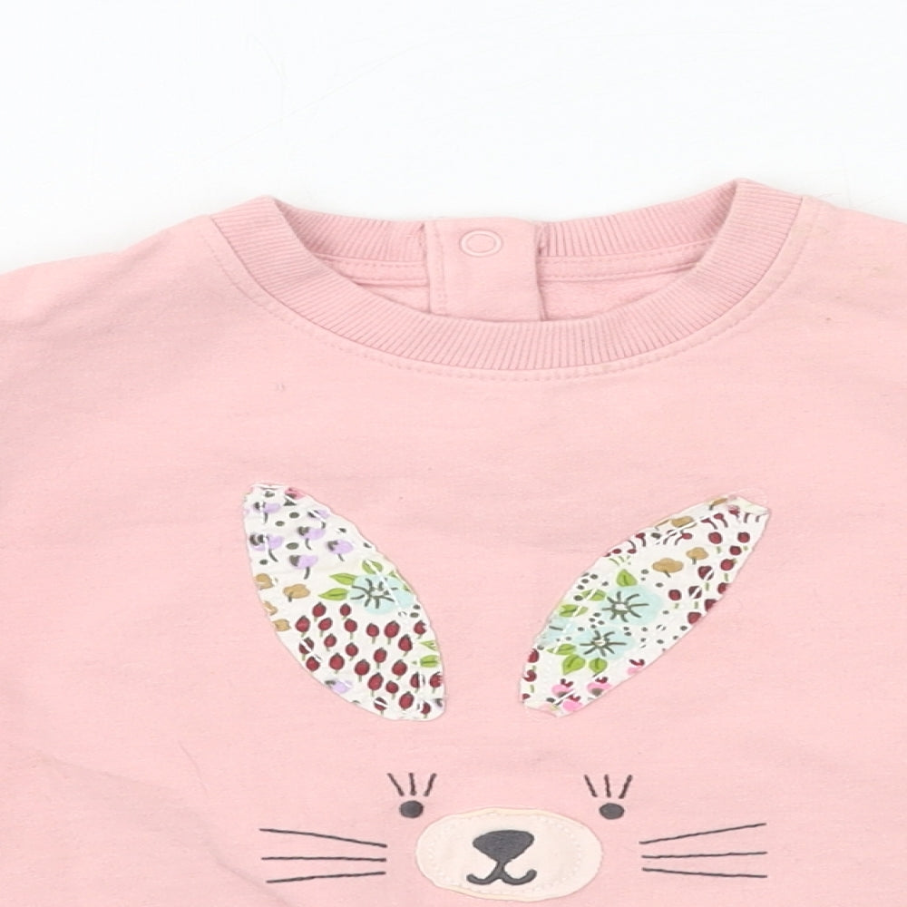 Marks and Spencer Girls Pink  Jersey Pullover Sweatshirt Size 2-3 Years  - Rabbit