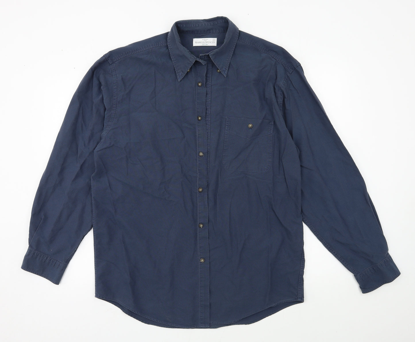 St Michael Mens Blue    Button-Up Size M