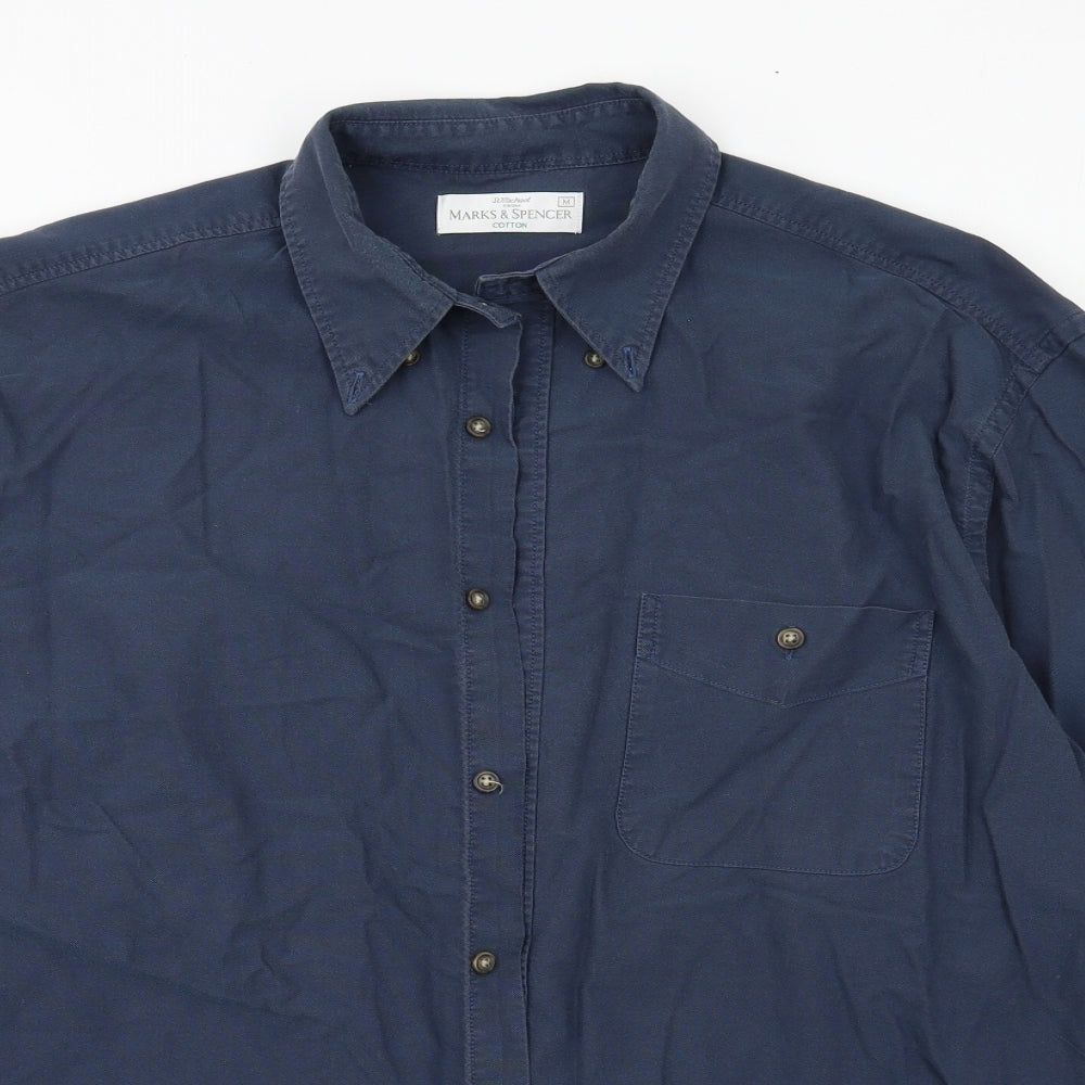 St Michael Mens Blue    Button-Up Size M