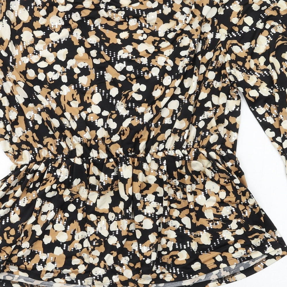 F&F Womens Multicoloured Animal Print Jersey Basic Blouse Size 12