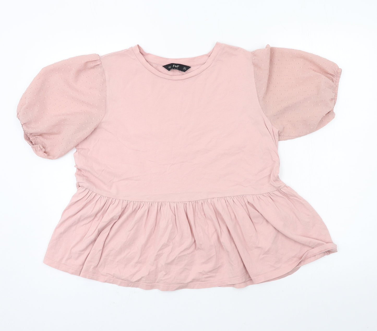F&F Womens Pink  Jersey Basic T-Shirt Size 12
