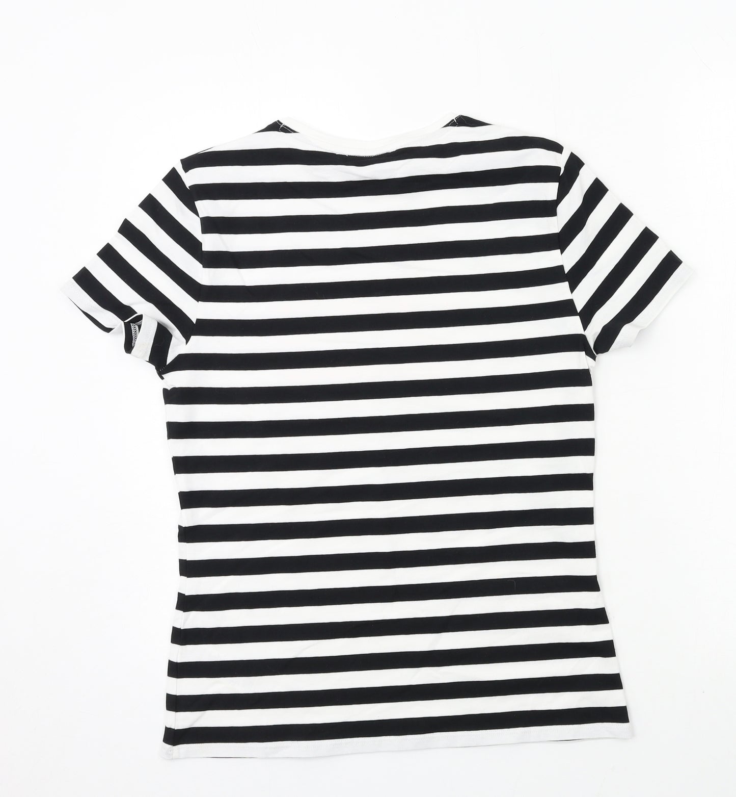 Marks and Spencer Womens Black Geometric Jersey Basic T-Shirt Size 12  - life is good