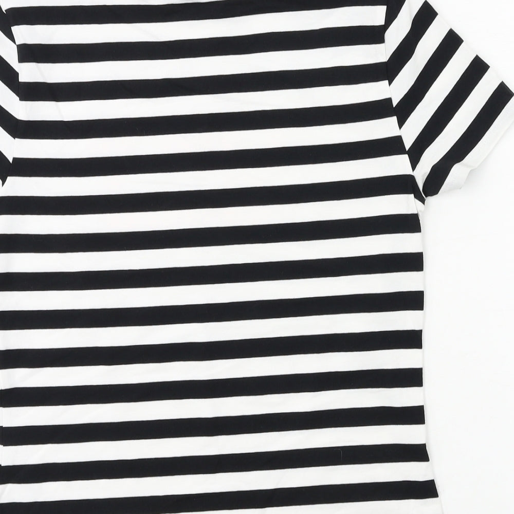 Marks and Spencer Womens Black Geometric Jersey Basic T-Shirt Size 12  - life is good