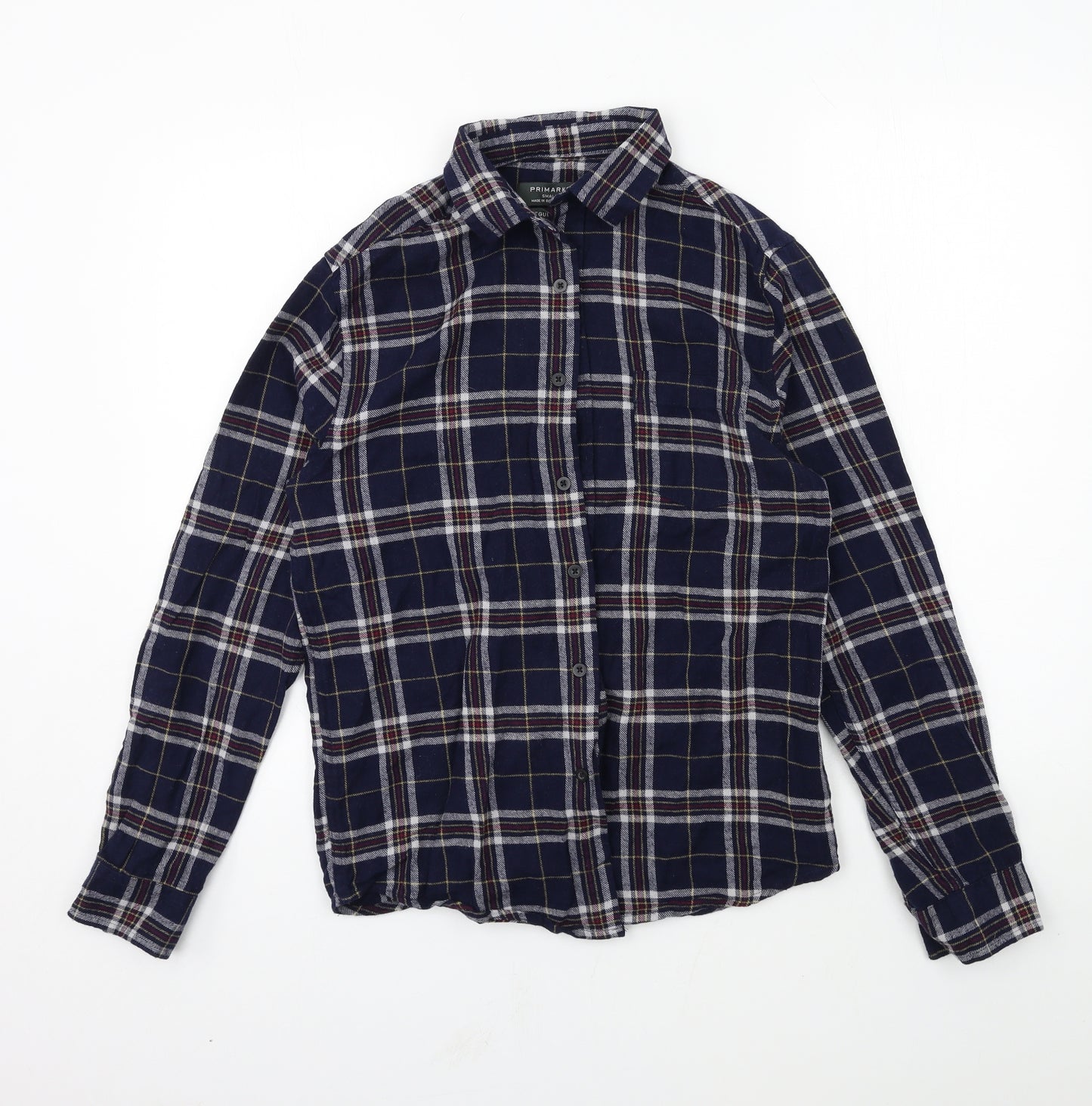 Primark Mens Blue Plaid   Button-Up Size S