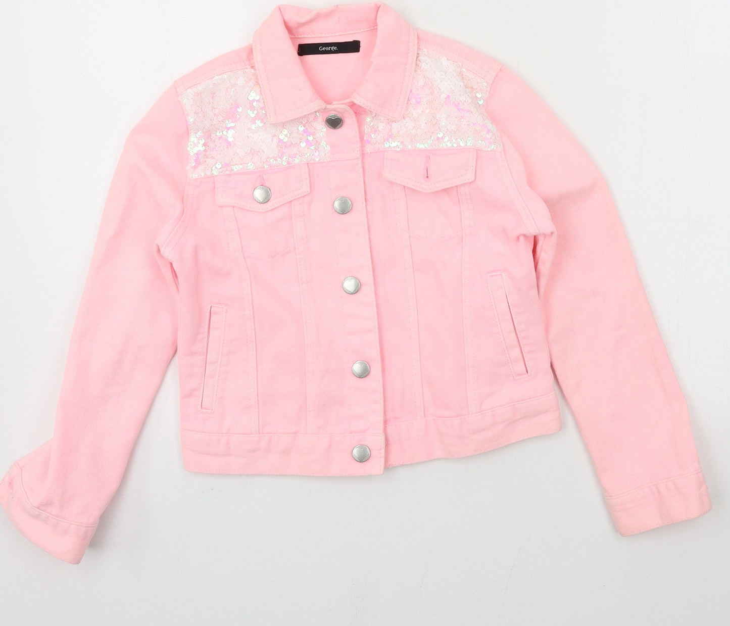 George Girls Pink  Denim Jacket  Size 7-8 Years