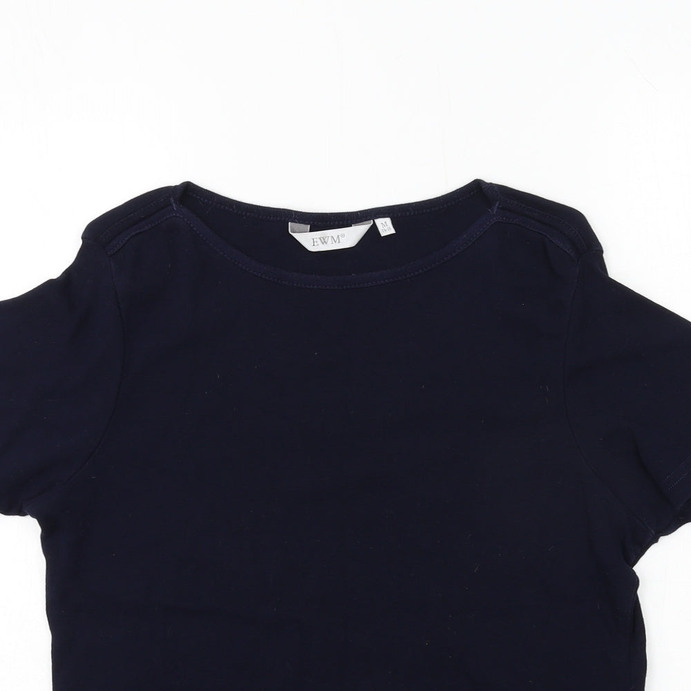 EWM Womens Blue  Jersey Basic T-Shirt Size 14