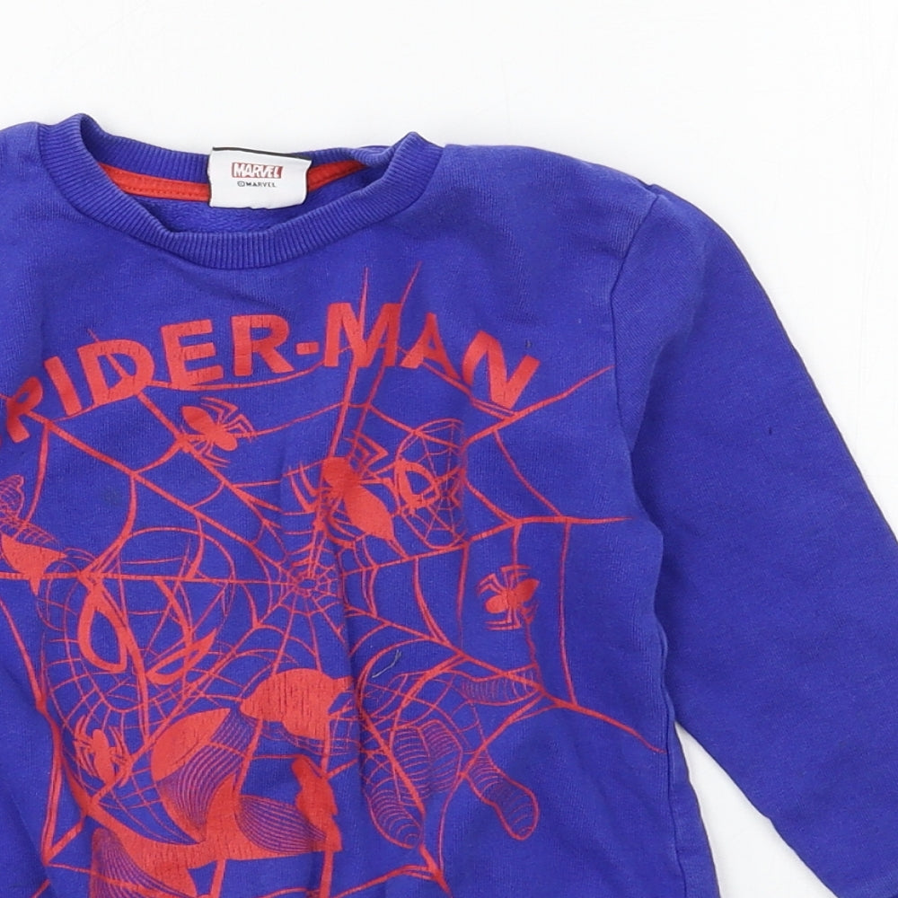 George Boys Blue  Jersey Pullover Sweatshirt Size 3-4 Years  - Spiderman