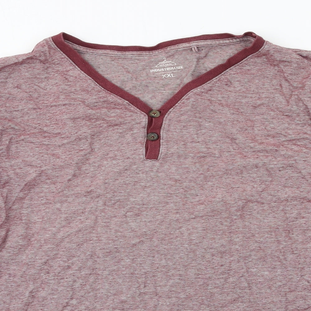 Industrialize Womens Red Striped Jersey Basic T-Shirt Size 2XL