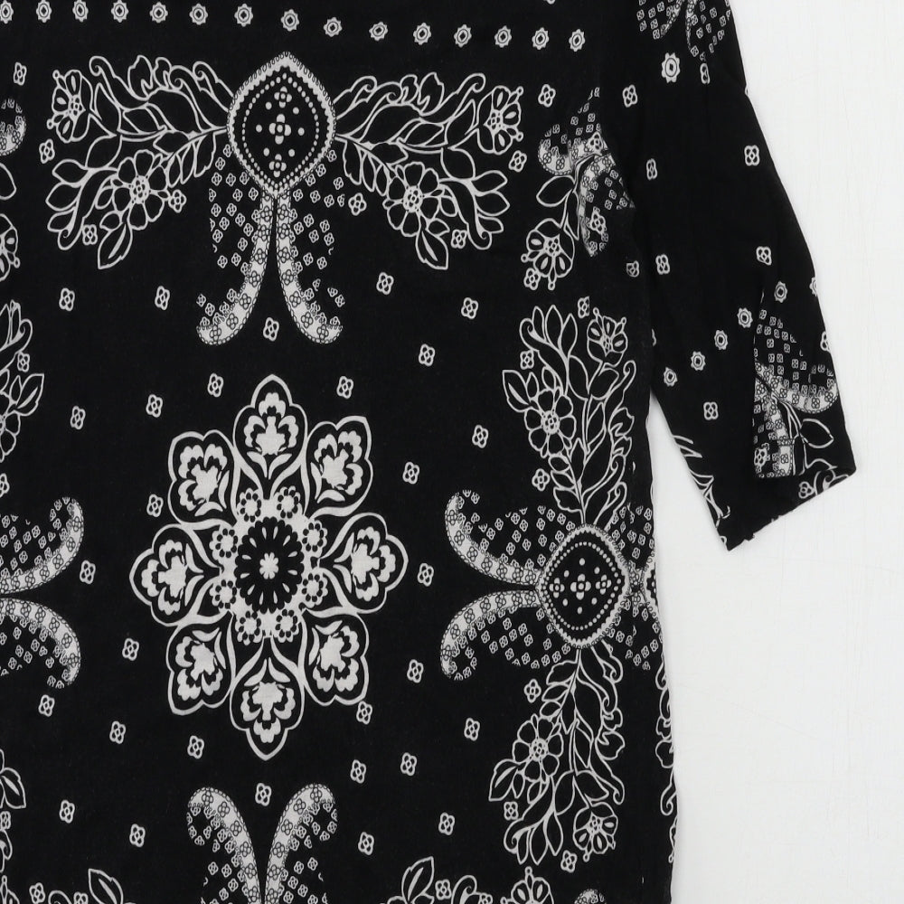 NEXT Womens Black Geometric Jersey Tunic Blouse Size 14