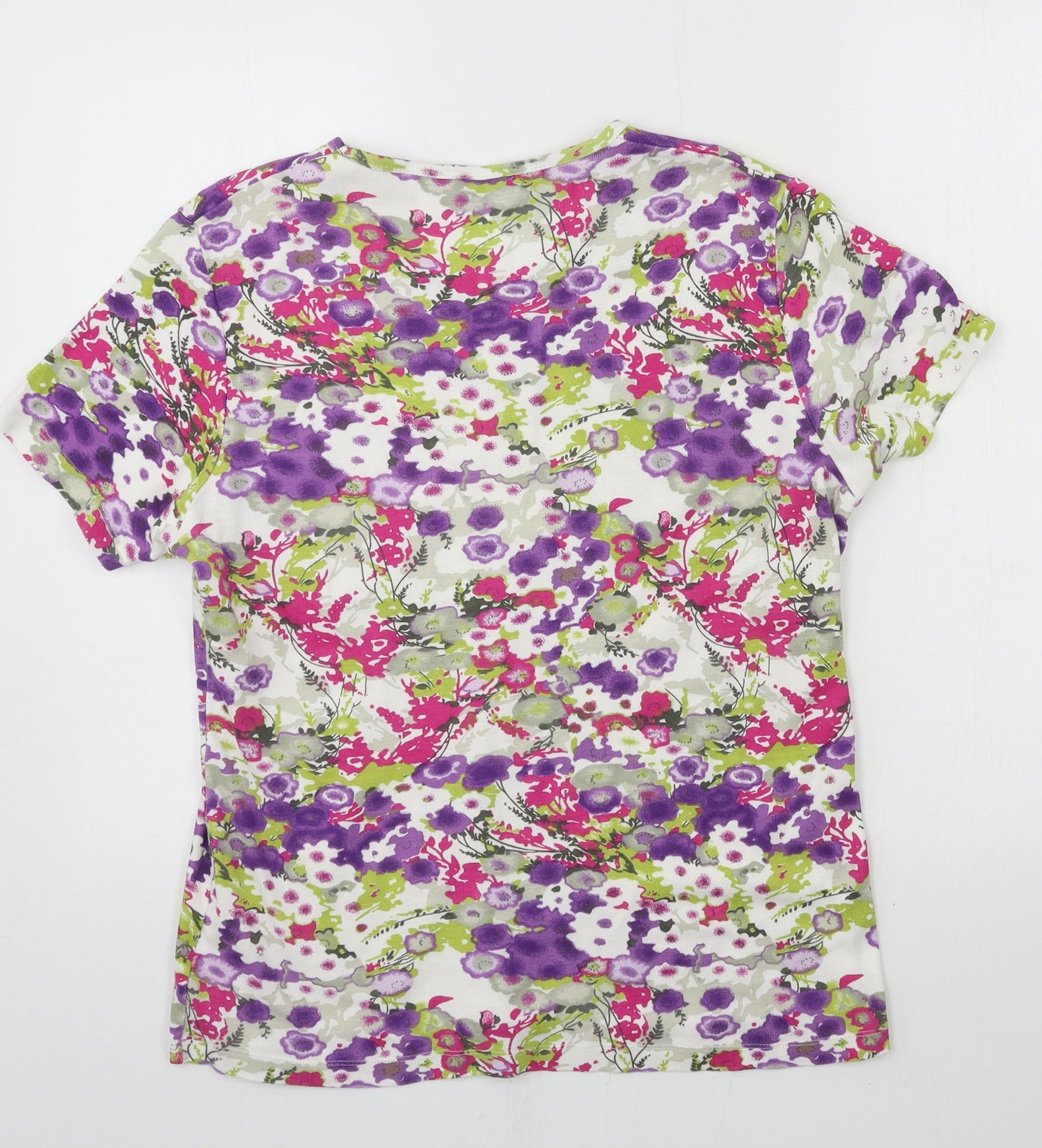 Isle Womens Multicoloured Geometric Jersey Basic T-Shirt Size 14