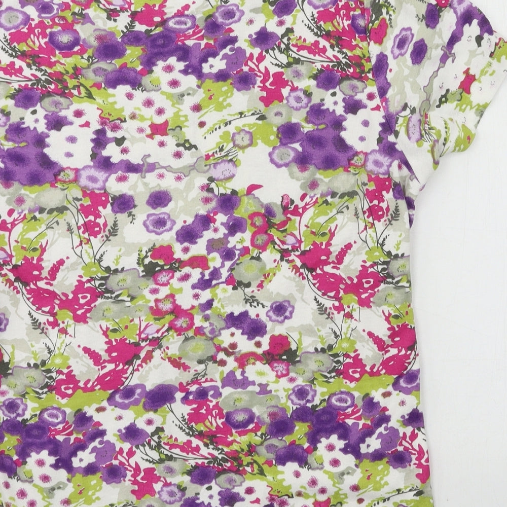 Isle Womens Multicoloured Geometric Jersey Basic T-Shirt Size 14