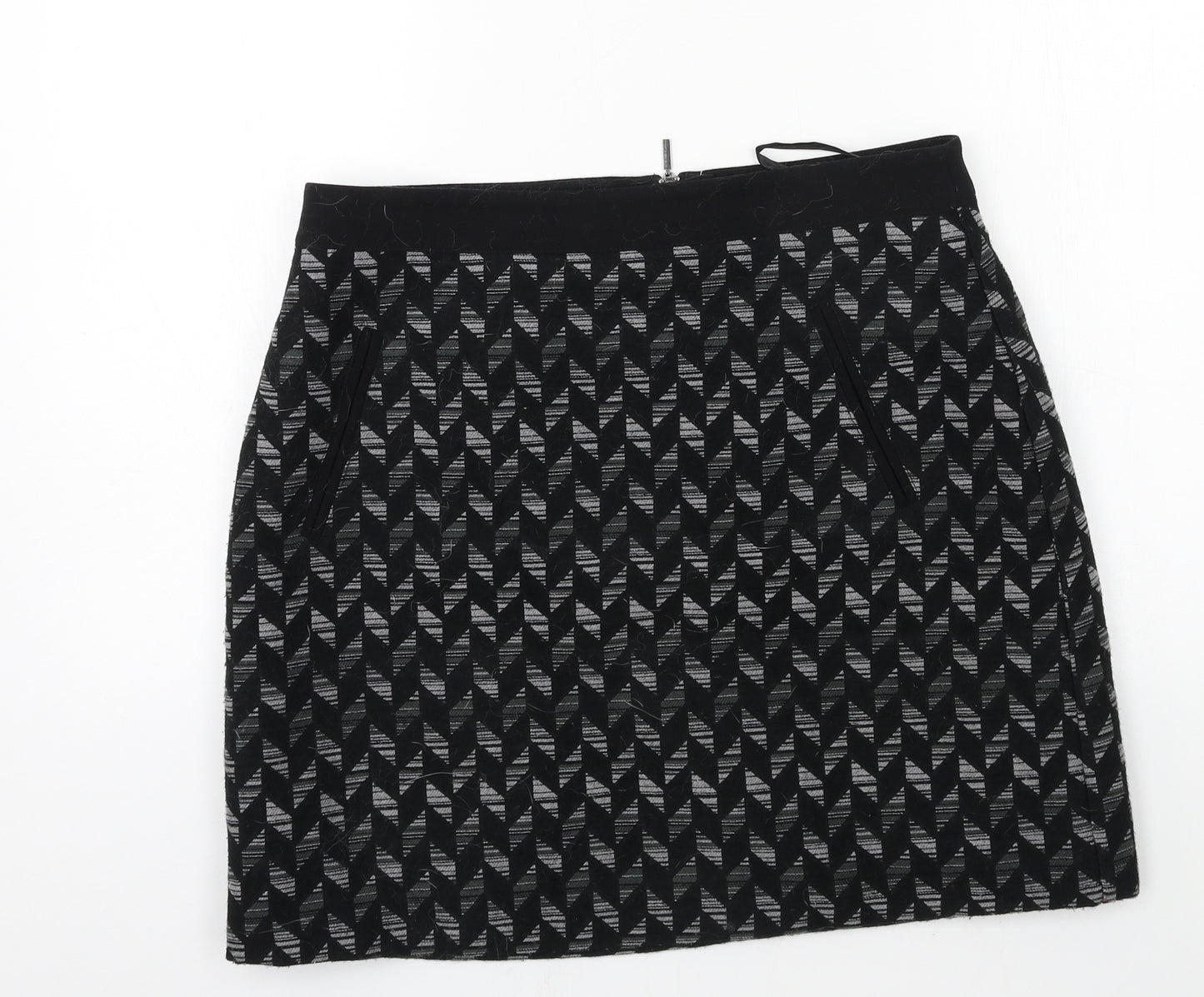 Principles Womens Black Geometric  A-Line Skirt Size 14