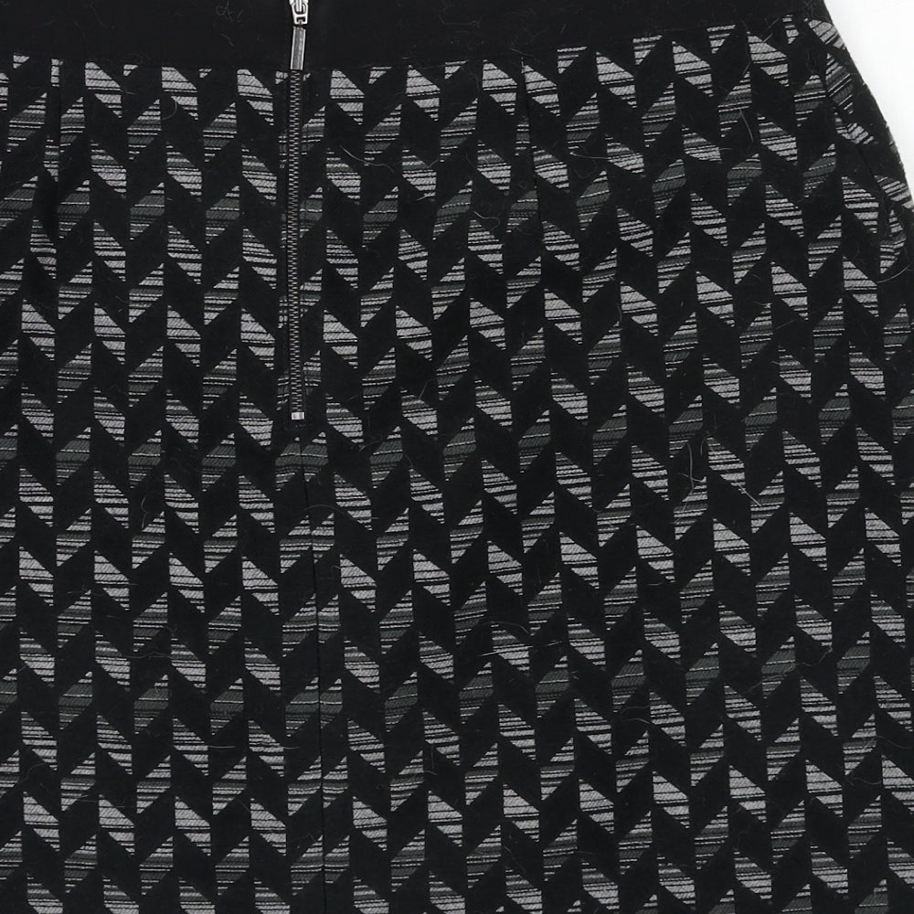 Principles Womens Black Geometric  A-Line Skirt Size 14