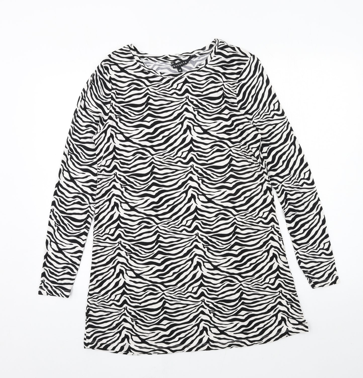 Peacocks Womens White Animal Print Jersey Basic T-Shirt Size 10