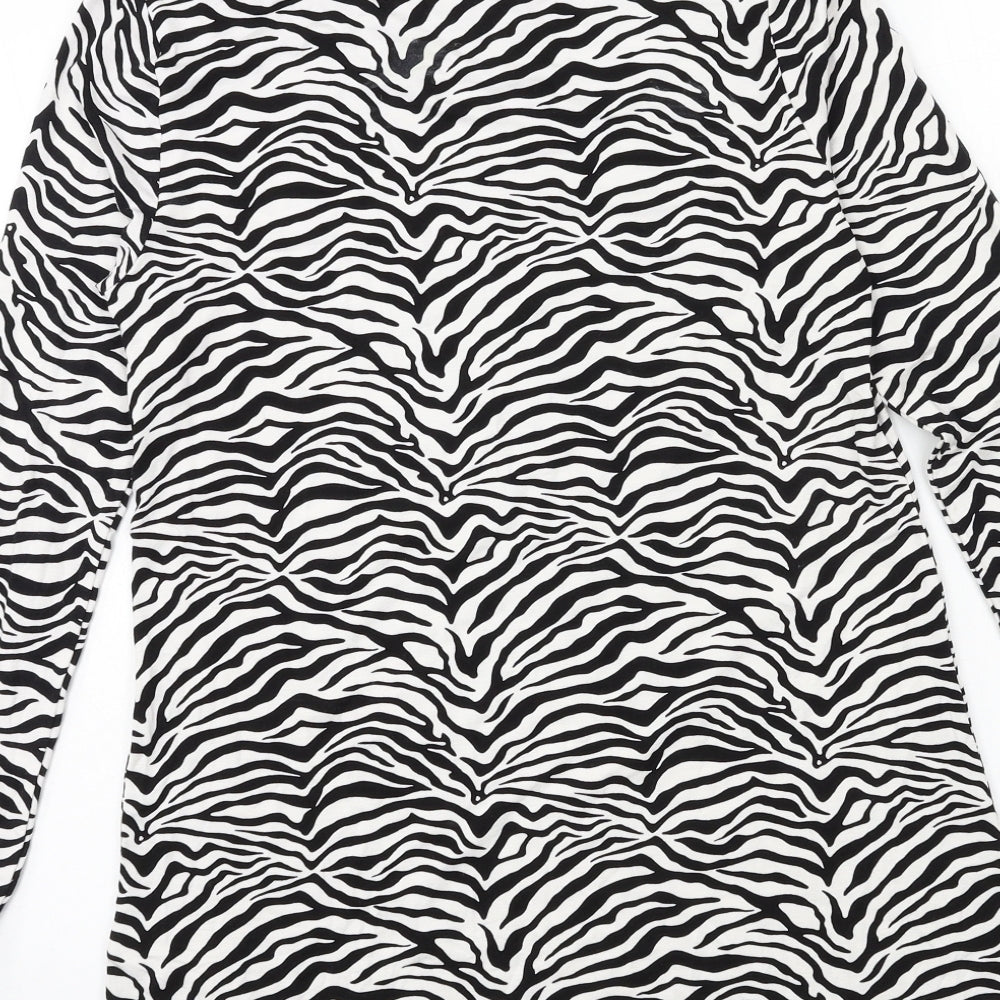 Peacocks Womens White Animal Print Jersey Basic T-Shirt Size 10
