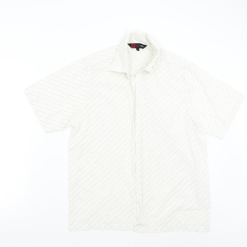 Cutting Edge Womens Ivory Striped  Basic Button-Up Size M