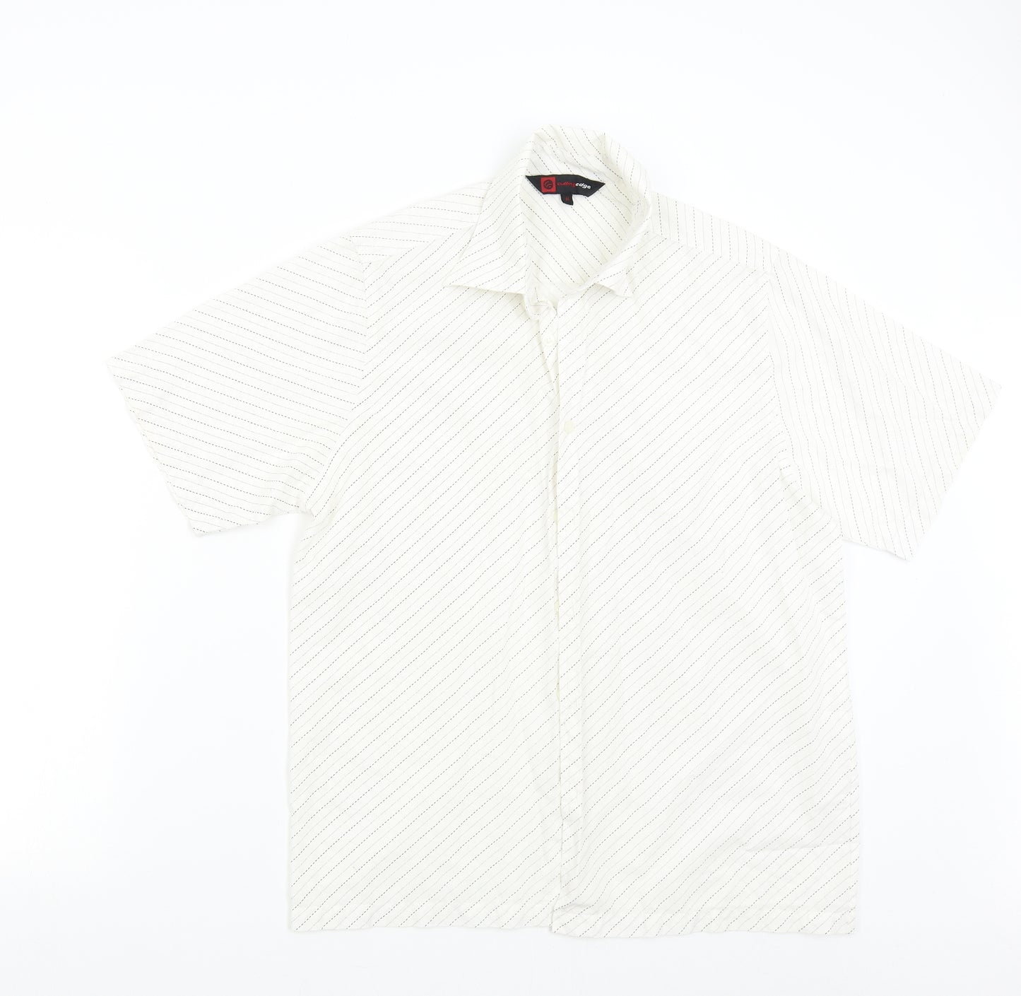 Cutting Edge Womens Ivory Striped  Basic Button-Up Size M
