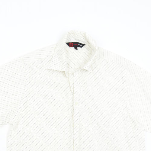 Cutting Edge Womens Ivory Striped  Basic Button-Up Size M