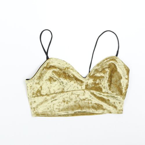 Primark Womens Gold  Velvet Cropped Tank Size 8