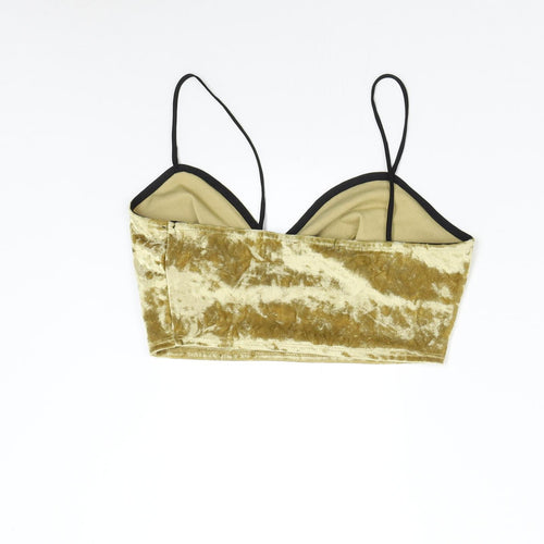 Primark Womens Gold  Velvet Cropped Tank Size 8