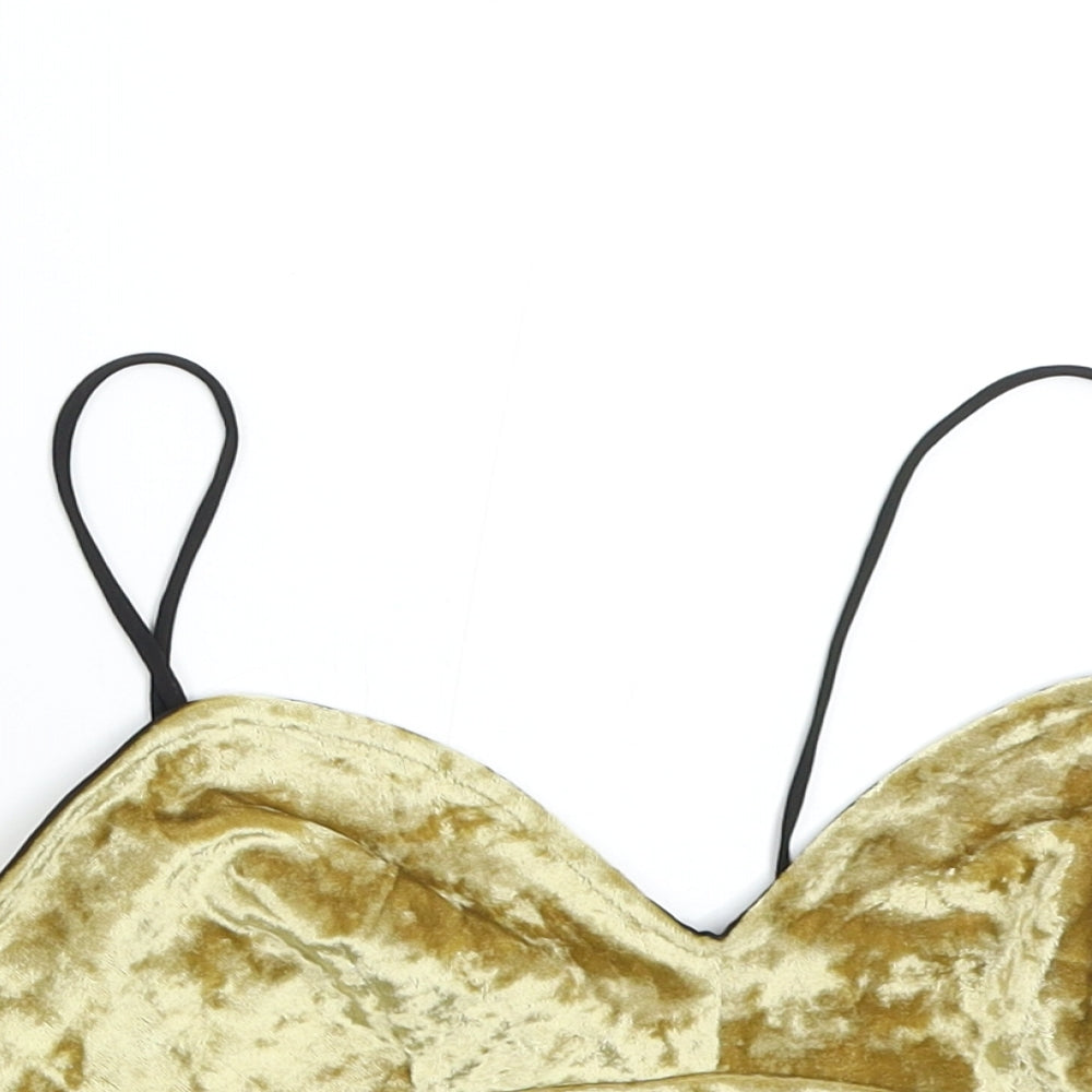 Primark Womens Gold  Velvet Cropped Tank Size 8