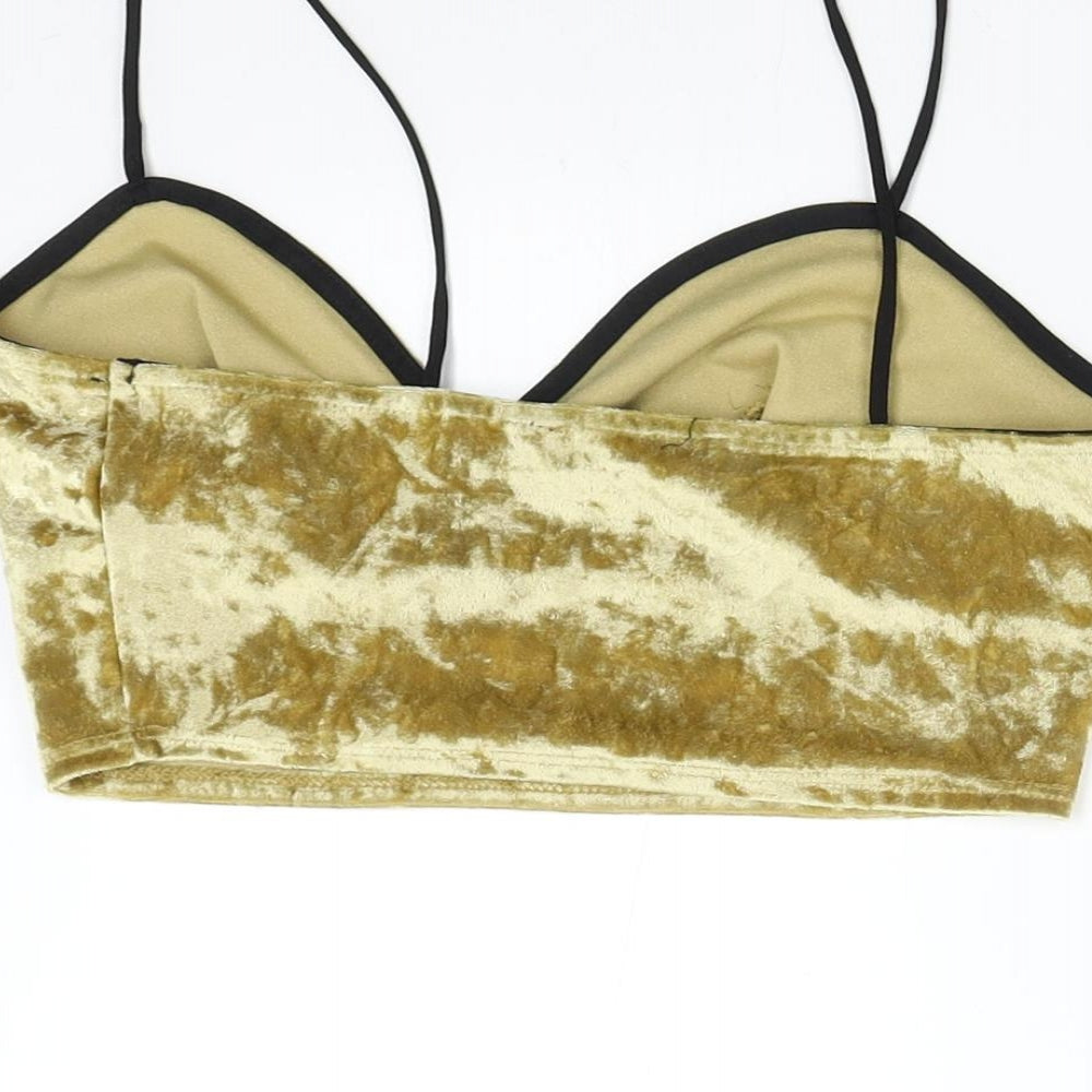 Primark Womens Gold  Velvet Cropped Tank Size 8
