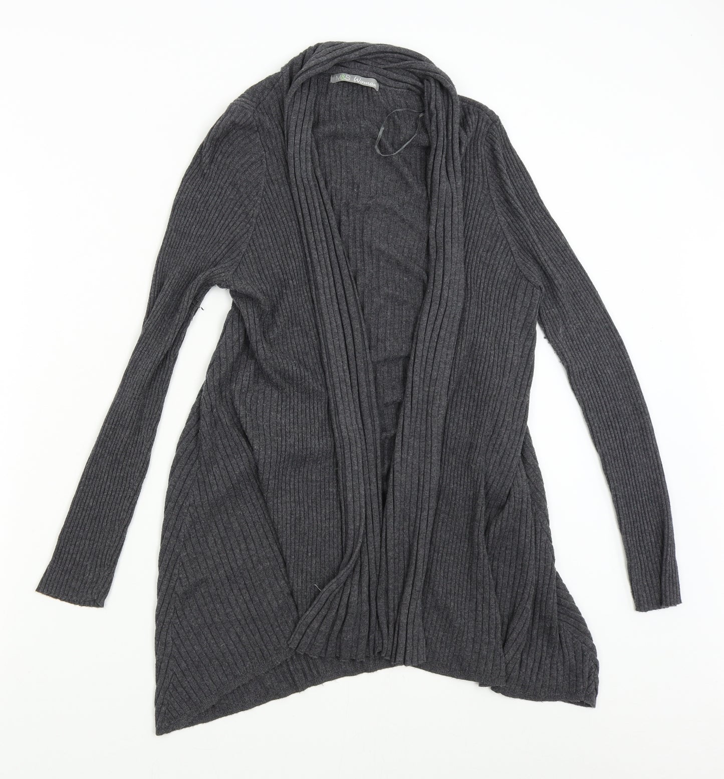 M&S Womens Grey  Knit Cardigan Jumper Size 14