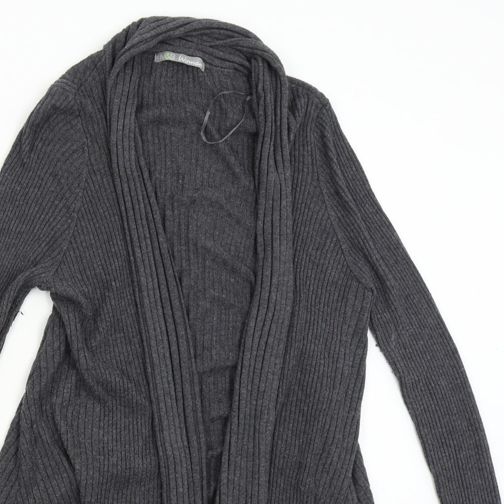 M&S Womens Grey  Knit Cardigan Jumper Size 14