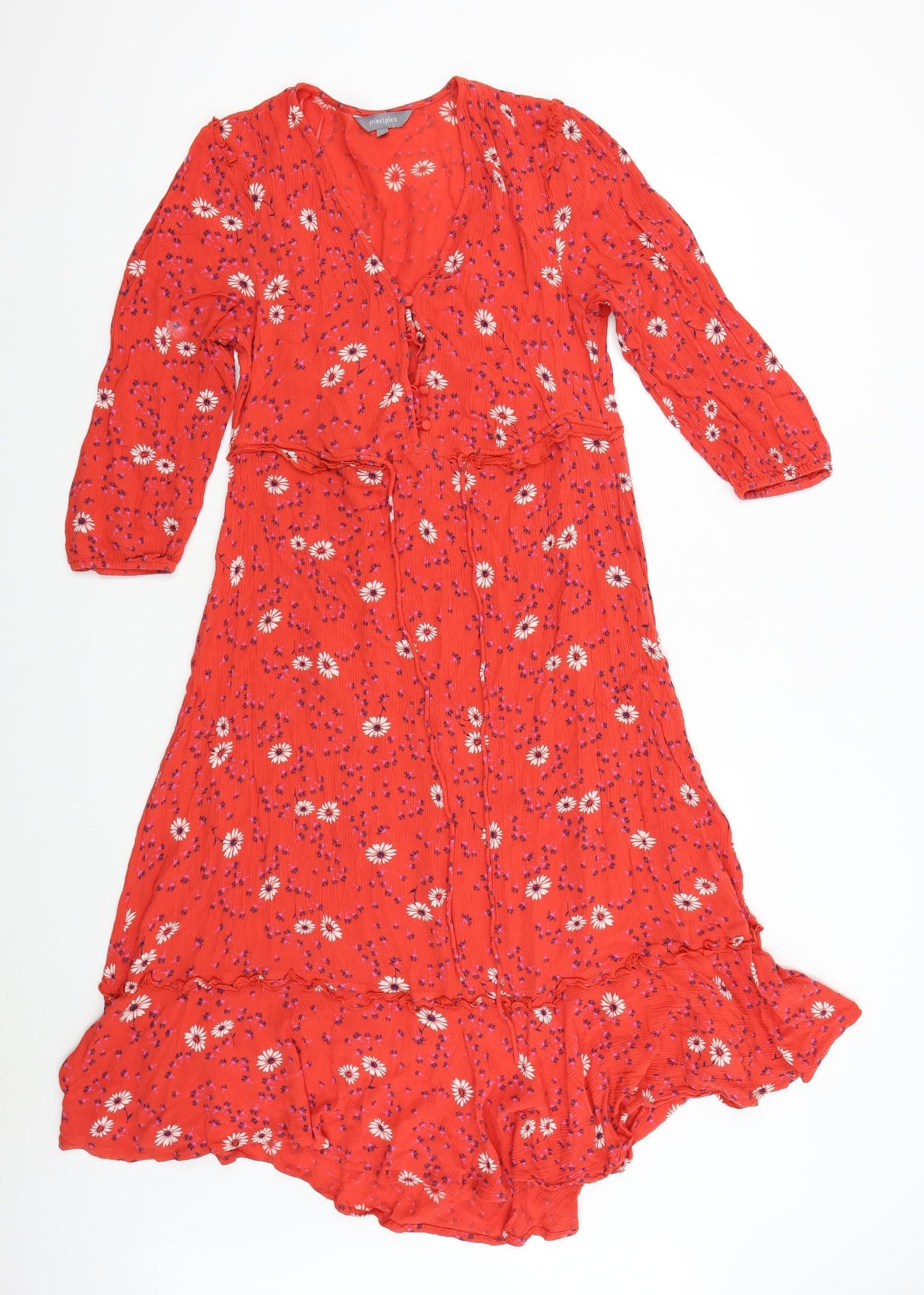 Principles Womens Red Floral  Shirt Dress  Size 10