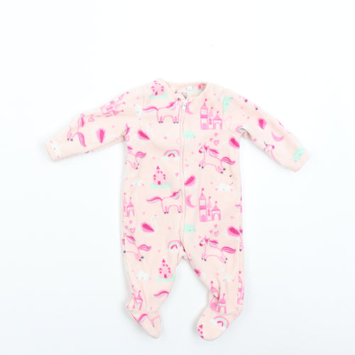 Blue Zoo Baby Pink  Fleece Babygrow One-Piece Size 0-3 Months  - unicorn