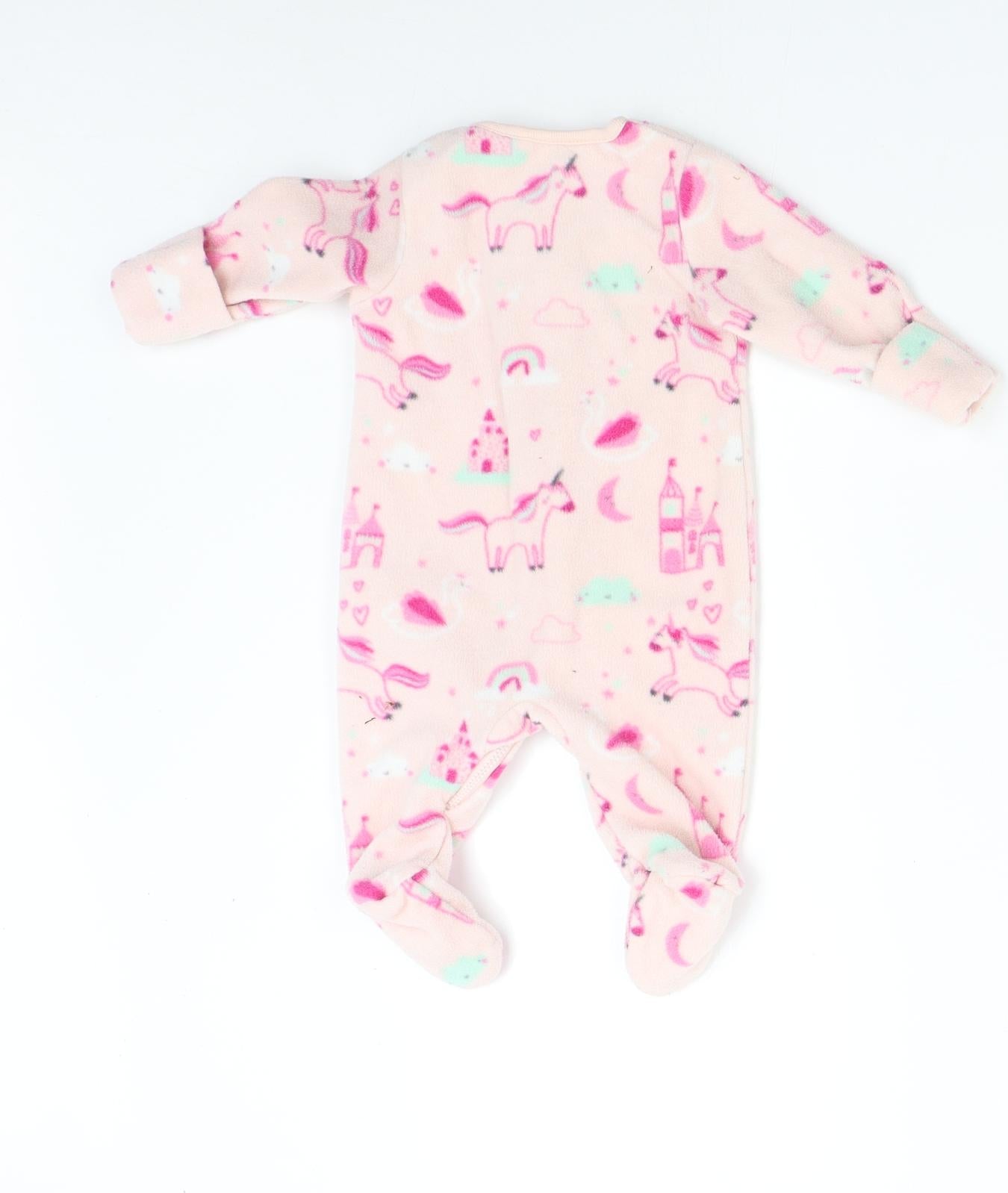 Blue Zoo Baby Pink  Fleece Babygrow One-Piece Size 0-3 Months  - unicorn