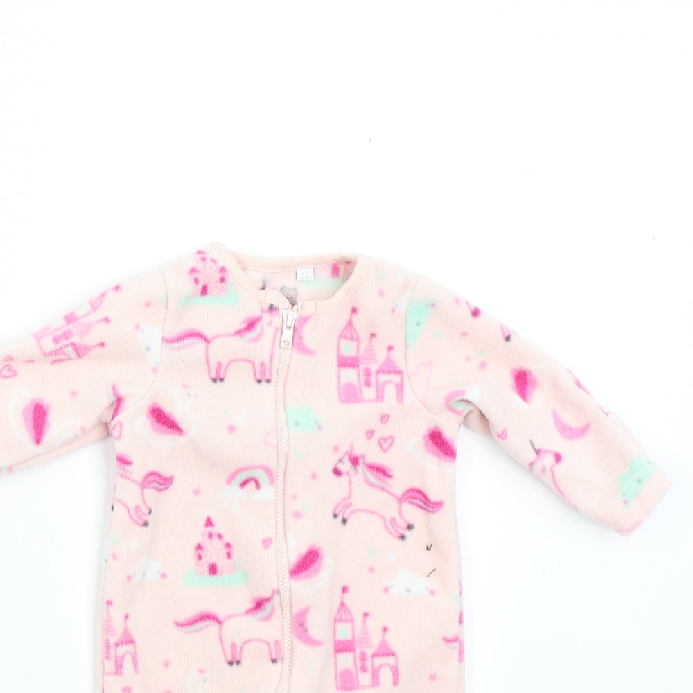 Blue Zoo Baby Pink  Fleece Babygrow One-Piece Size 0-3 Months  - unicorn