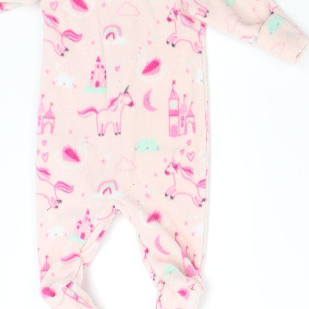 Blue Zoo Baby Pink  Fleece Babygrow One-Piece Size 0-3 Months  - unicorn