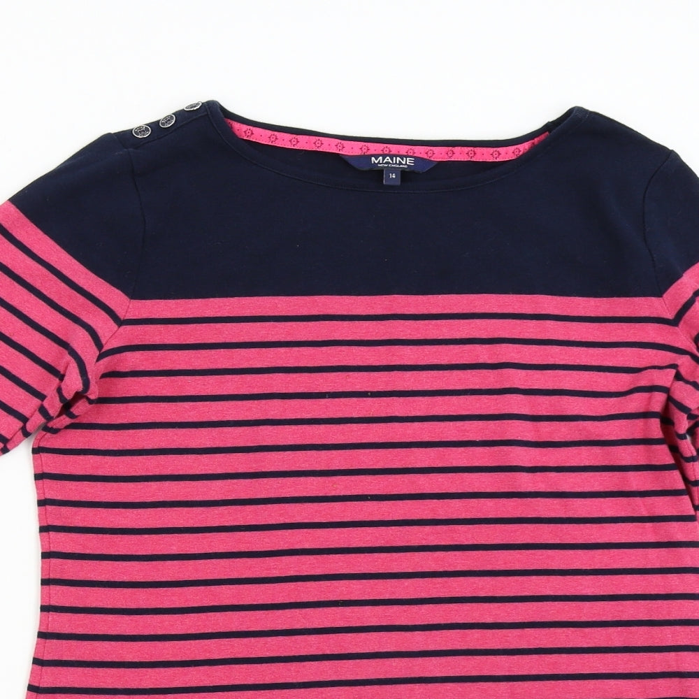 Maine Womens Pink Striped  Tunic T-Shirt Size 14