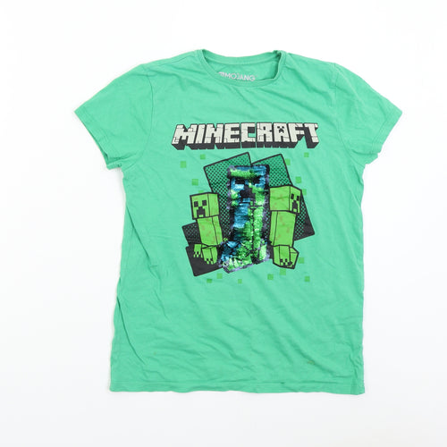 Primark Boys Green   Basic T-Shirt Size 11-12 Years  - Minecraft