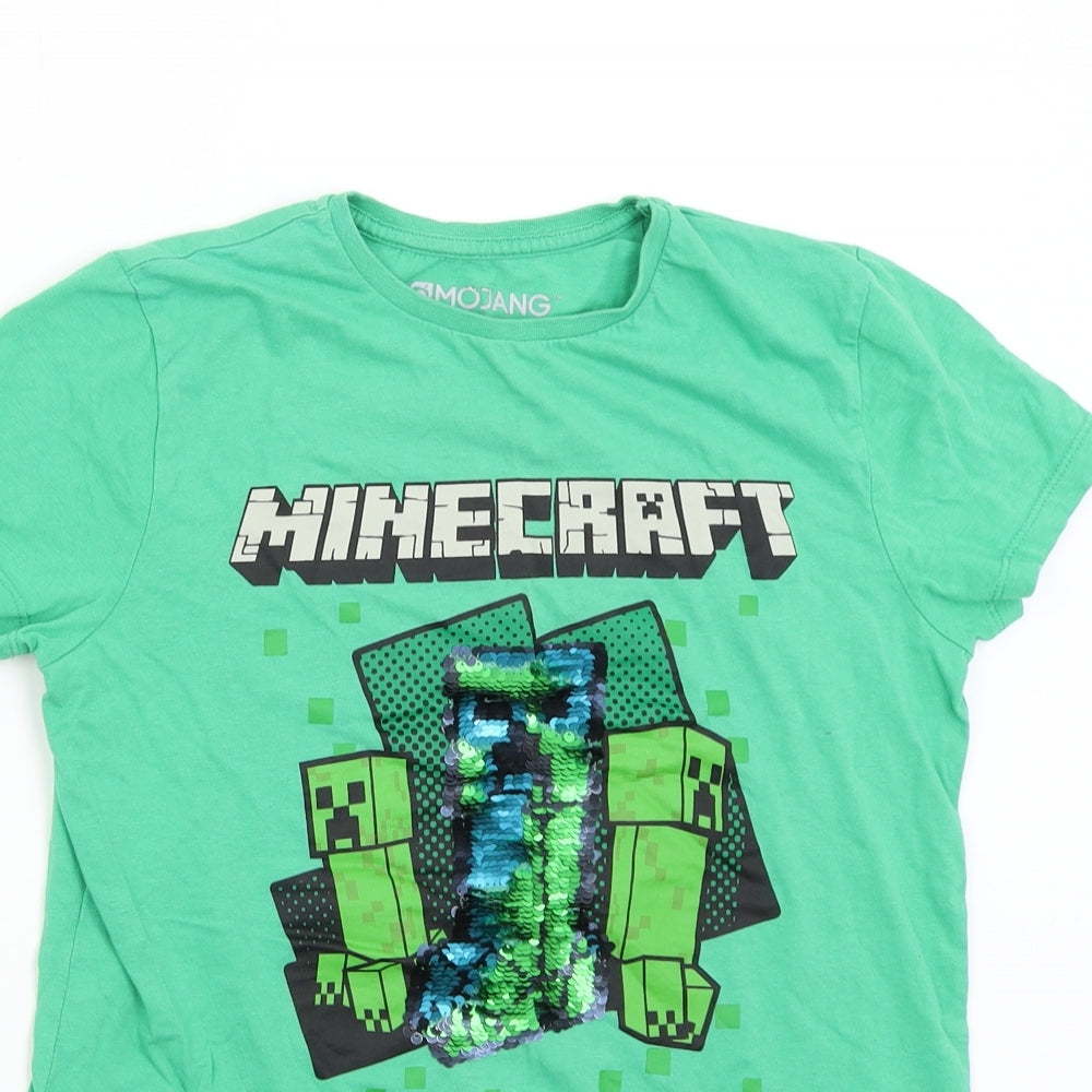 Primark Boys Green   Basic T-Shirt Size 11-12 Years  - Minecraft