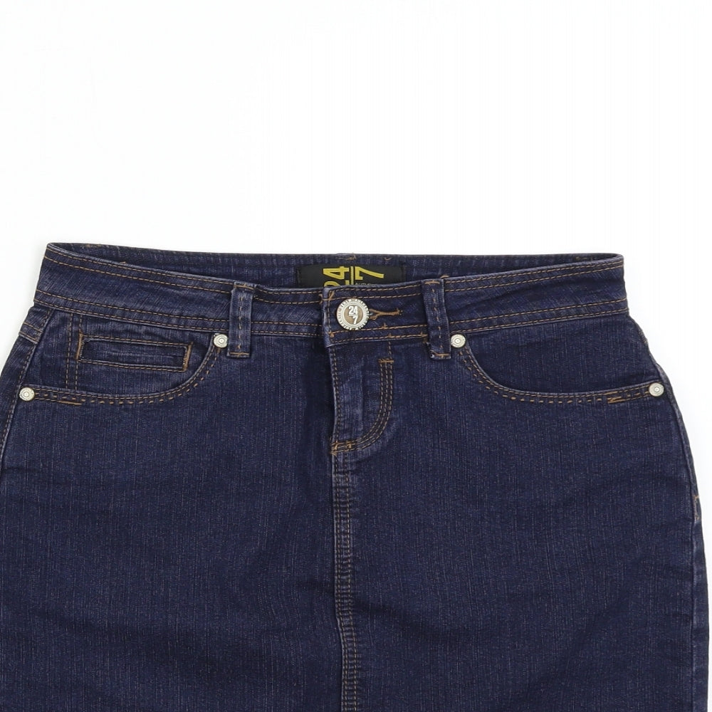 24/7 Denim Womens Blue  Denim Mini Skirt Size 8