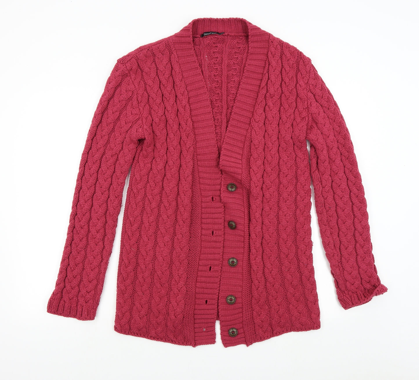 Boohoo Womens Pink  Knit Cardigan Jumper Size M