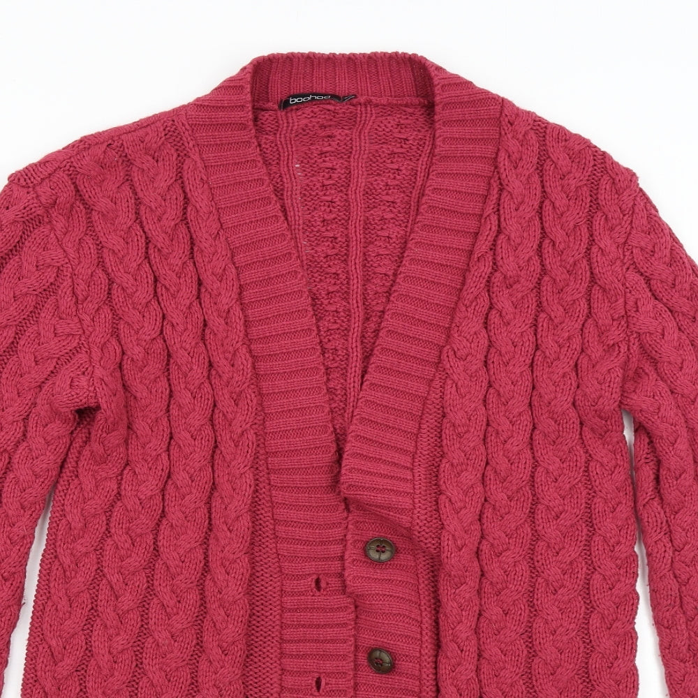 Boohoo Womens Pink  Knit Cardigan Jumper Size M